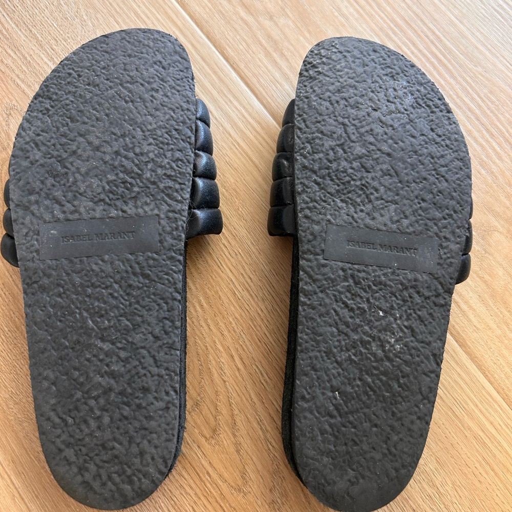 Isabel Marant Black Hellea Quilted-Leather Slide Sandals - Women’s EU Size 36 - Picture 6 of 9